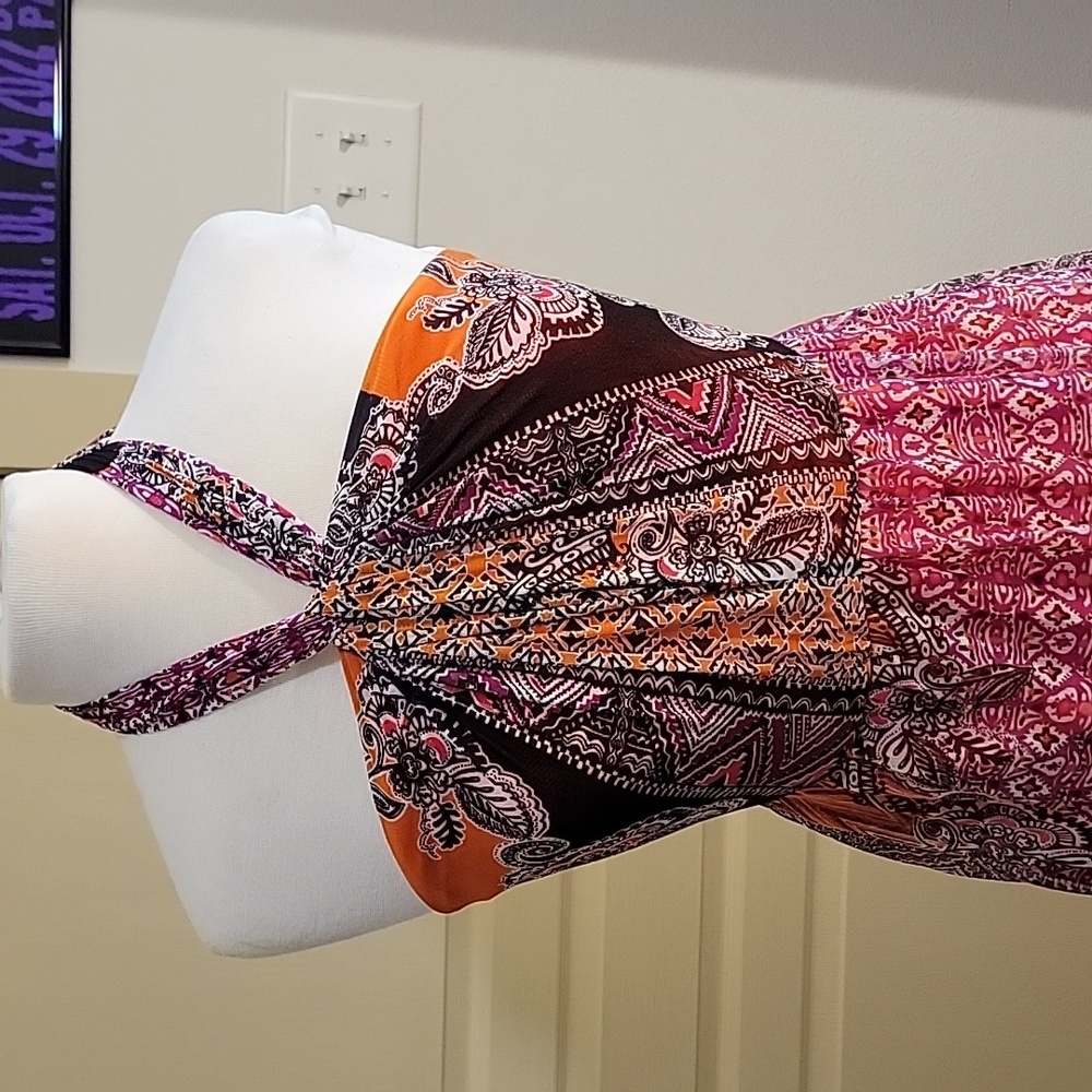 *Muse for Boston Proper multicolored dress with tie back neck strap